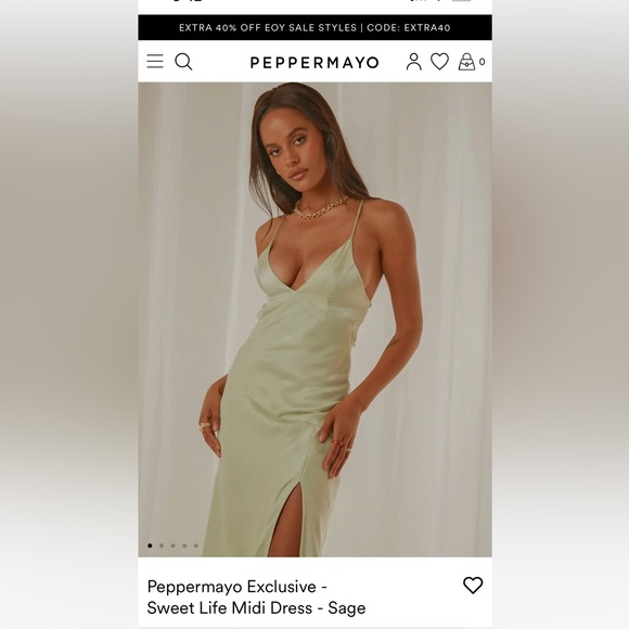 Peppermayo sweet life midi dress in sage, size 2 - Picture 2 of 6